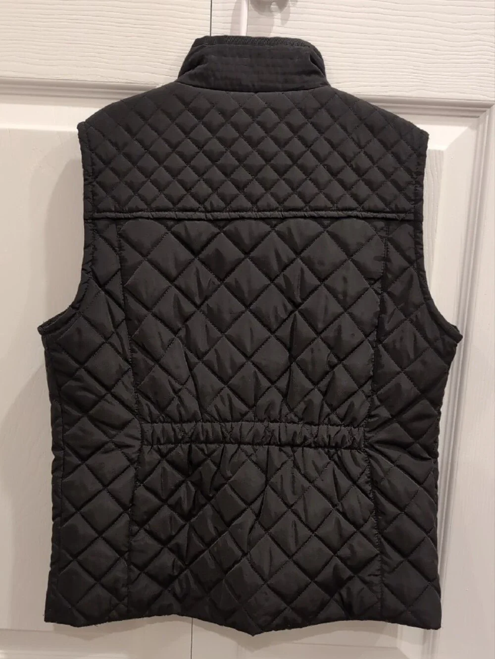 Copper Key Black Quilted Puffer Vest with Gold Hardware